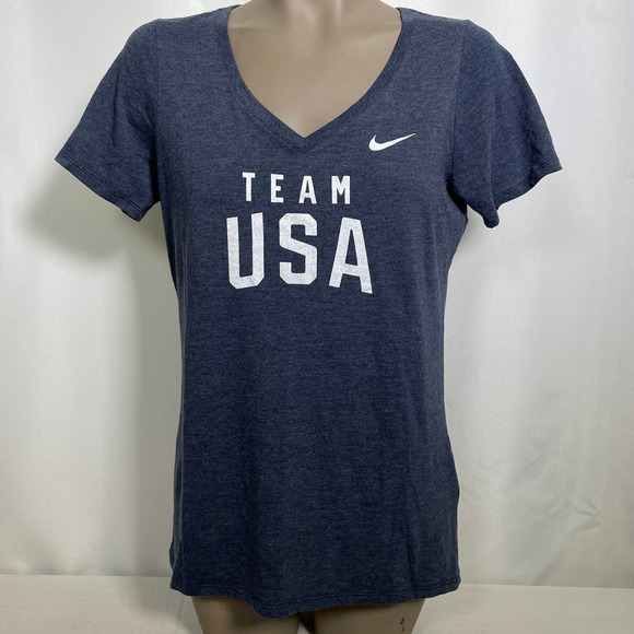 Nike Tops - Team USA Olympics Nike Heather Blue Tri-Blend Athletic Cut T-Shirt Women's LARGE